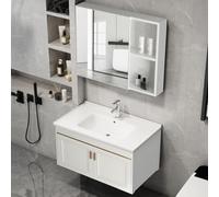 IUokLU Aluminum Floating Bathroom Vanity with Sink Mirror Cabinet and Faucet Wall Mounted Storage Cabinet - Stylish and Functional Upgrade for Your Bathroom(White-60×40×38cm)