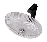 IUokLU Bathroom Vessel Sink Transparent Crystal Glass Vessel Sink Combo Counter Top Installation Bathroom Oval Vessel Vanity Sink Art Basin with Matte Black Brass Waterfall Faucet, Pop Up Drain