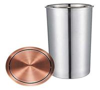 IUokLU Built in Countertop Trash Can,Flap Lid Bin,Built-In Kitchen Cans Waste Chute,Stainless Steel Balance Swing,Round Recessed（Brown）