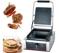 IUokLU Commercial Panini Press Grill Cast Iron Surface Sandwich Maker for Restaurant Home Kitchen, Stainless Steel Panini Press Electric with Adjustable Temperature Settings,811E (811b)