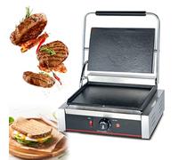 IUokLU Commercial Panini Press Grill Cast Iron Surface Sandwich Maker for Restaurant Home Kitchen, Stainless Steel Panini Press Electric with Adjustable Temperature Settings,811E (811be)
