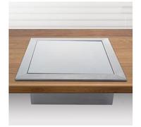 IUokLU Countertop Built In Trash Can With Lid,Kitchen Cabinet Garbage Can Swing Lid Trash Bin,Stainless Steel Trash Grommet Balance Flap Cover Trash Chute,Flush Recessed Dust（Silvery-single lid）