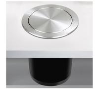 IUokLU Countertop Embedded Trash Can,Kitchen Cabinet Recessed Round Garbage Can,Desktop Inserted Trash Chute with Balance Swing Flap Lid,Office Wastebasket Commercial Waste Container（Style 1）