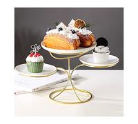 IUokLU Cupcake Stand 3-Layer Cake Stand Ceramic Iron Art Dessert Table Afternoon Tea Wedding Decoration Cake Display Stand Multi-Purpose Fruit Plate Dessert Display Plate (White)