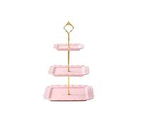 IUokLU Cupcake Stand Three-Tier Cake Stand Three-Dimensional Relief Fruit Plate, Home Creative Modern Afternoon Tea Tableware, Double-Layer Candy and Snack Rack Dessert Display Plate (F)