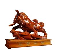 IUokLU Desktop Decorations Solid Wood Carving Cow Ornament Animal Home Living Room Office Decoration Crafts Sculpture Figurines (14.17in)