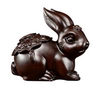 IUokLU Desktop Decorations Wood Carving Ornament Rabbit Solid Wood Head Carving Animal Home Study Office Desktop Crafts Sculpture Figurines (11.81in)