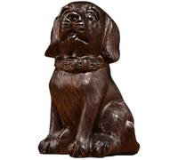 IUokLU Desktop Decorations Wooden Dog Ornament Solid Wood Animal Carving Dog Home Wine Cabinet Decoration Mahogany Crafts Sculpture Figurines (7.87in)