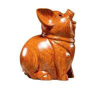 IUokLU Desktop Decorations Wooden Sculpture Ornament Pig Solid Wood Carving Animal Home Living Room Office Bookshelf Store Decoration Crafts Sculpture Figurines (15.74in)