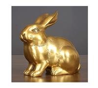 IUokLU Fengshui Lucky Ornament Decor Exquisite Pure Copper Rabbit Statue Zodiac Animal Sculpture Home Feng Shui Decoration for Fortune Wealth