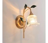 IUokLU Floral Glass Background Wall Lamp Adjustable Chain Retro Wall Light Retro Gold Wall Mount Sconce Fixture Bedside Table Wall Lamp Accessory Bedroom Interior,