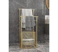 IUokLU Freestanding Towel Rail, Freestanding Towel Rack, Metal Hotel Organizers That Can Be Placed In The Living Room, Bathroom, Bedroom, And Kitchen To Keep Our Homes More Organized! (Gold)