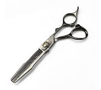 IUokLU Hair Cutting Scissors, 6inch Professional Upscale Tiger Head Black Damascus Scissor Hair Scissors Cutting Barber Haircut Thinning Shears Hairdresser Scissors Hair Cutting Tools (Thinning)