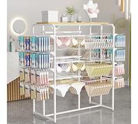 IUokLU Heavy Duty Clothes Garment Rack, Freestanding Double-Sided Clothing Hanger Stand, Boutique Underwear Rack Retail Clothes Holder With Hook, Sock Storage Display Shelf Purs(D)