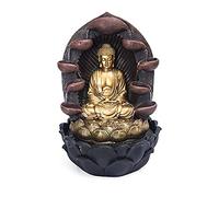 IUokLU Indoor Waterfall Fountain Tabletop Water Fountain Small Buddha Water Fountain Creative Office Circulating Water Zen Water Fountain Indoor Zen Home Decor or Gift Tabletop cor (A)