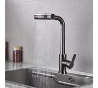 IUokLU Kitchen Pull Out Taps Dual Mode Waterfall Kitchen Sink Tap Kitchen Taps Hot and Cold Single Handle Gun Gray,