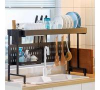 IUokLU Large Expandable Dish Rack Stainless Steel Over Sink nizer for Single or Double Sinks Stable Kitchen Drying Rack 54x86cm Silver Kitchen Storage Solution（Nero-4868cm）