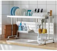 IUokLU Large Expandable Dish Rack Stainless Steel Over Sink nizer for Single or Double Sinks Stable Kitchen Drying Rack 54x86cm Silver Kitchen Storage Solution（Silver-4868cm）