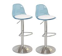 IUokLU Modern Acrylic Bar Stools Adjustable Swivel Stools with PU Leather Seat and Backrest Stylish Barstools for Kitchen and Home Décor(Blue-1 Size)