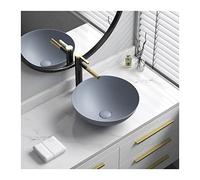 IUokLU Modern Round Bathroom Sink with Drain Matte Porcelain Ceramic Vessel Sink Stylish Vanity Basin for Contemporary Bathrooms Durable and Easy to Clean(Gris)