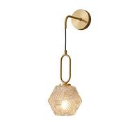 IUokLU Modern Wall Mount Lamp, 1 Light Wall Sconce Lighting with Beveled Glass Shade Bathroom Lights Over Mirror Brass Vanity Lights Gold Bedside Sconce Reading Lamp(A)