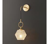 IUokLU Modern Wall Mount Lamp, 1 Light Wall Sconce Lighting with Beveled Glass Shade Bathroom Lights Over Mirror Brass Vanity Lights Gold Bedside Sconce Reading Lamp(B)