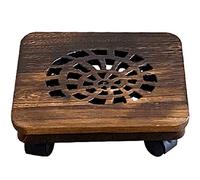 IUokLU Plant Caddy Stand Balcony Retro Round Potted Plant Tray With Movable Rollers, Garden Hollow Movable Flower Tray, 3 Styles To Choose（C-30cm