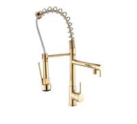 IUokLU Popular Kitchen Spring Sink Faucet Rose Gold Color New Matching Cold Bath Mixer Tap Modern Free Rotation Pull Down Spout,ORB Gold A (Gold)