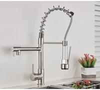 IUokLU Popular Kitchen Spring Sink Faucet Rose Gold Color New Matching Cold Bath Mixer Tap Modern Free Rotation Pull Down Spout,ORB Gold A (Brushed Nickel A1)