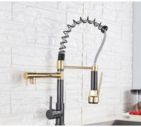 IUokLU Popular Kitchen Spring Sink Faucet Rose Gold Color New Matching Cold Bath Mixer Tap Modern Free Rotation Pull Down Spout,ORB Gold A (ORB Gold B)
