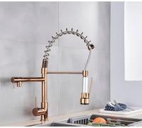 IUokLU Popular Kitchen Spring Sink Faucet Rose Gold Color New Matching Cold Bath Mixer Tap Modern Free Rotation Pull Down Spout,ORB Gold A (Rose gold A)