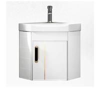 IUokLU Portable Mini Ceramic Triangle Wall Hung Small Bathroom Sink Bowl in White Ideal for Cloakroom Vanity Cabinet and Powder Rooms(White-38cm)