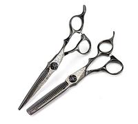 IUokLU Professional Hair Cutting Shears, Professional 6 inch Black Damascus Hair Cutting Scissors Flower Screw Haircut thinning Barber Cut Shears Hairdressing Scissors,Cutting (Set)