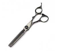 IUokLU Professional Hair Cutting Shears, Professional 6 inch Black Damascus Hair Cutting Scissors Flower Screw Haircut thinning Barber Cut Shears Hairdressing Scissors,Cutting (Thinning)