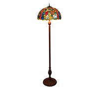 IUokLU Tiffany-style Floor Stand Lamp with Grape Design Stained Glass Shade 3 Light Antique Base Floor Uplighter for Bedroom Living Room Read Lighting,E27 (A)