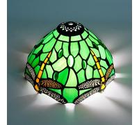 IUokLU Tiffany Style Lamp Shade Replacement 8 Inch Green Dragonflies Stained Glass Ceiling Light Shade Handcrafted Dome Small Lampshade for Beside Table Lamps Pendant Lights Chandeliers