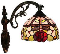 IUokLU Uropean Pastoral Retro Stained Glass Handcrafted Butterfly Wall Light,Tiffany Style Wall Lamp,Stained Glass Wall Sconces Decoration,Handmade Gift Wall Lights Fixture -(B)