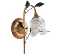 IUokLU Vintage Gold Bathroom Vanity Light Floral Glass Flower Wall Sconce Antique Gold Farmhouse Wall Light with Dimmable Bulb Hallway Wall Lamp for Bedroom Bedside,