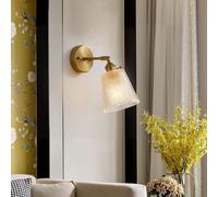 IUokLU Wall Light, Gold Vintage Glass Wall Sconce in Brushed Brass Finish Bathroom Vanity Light Fixtures Over Mirror Bath Wall Light,for Dining Living Room(13 * 12cm)