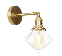 IUokLU Wall Sconce Light Gold Brass Wall Sconce Wall Lamp with Clear Glass Meatl Plating Wall Mount Light Fixture Decor for Bedside Hallway Vanity Over Mirror,White-NO LIGHT SOURCE