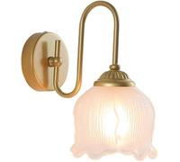 IUokLU White Milk Glass Floral Hallway Wall Mounted Light Glass Flower Wall Sconce Mid Century Lighting Fixture Gold Industrial Farmhouse Wall Lamp for Bedroom Bedside,