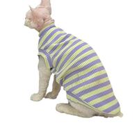 IUOUTG Breathable Hairless Cat Shirts, Stripes Sleeveless Summer Round Kitten Vest, Pullover Shirts Sweaters Pajamas For Sphynx Cats