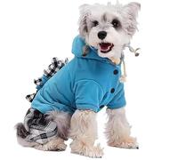IUOUTG Cute Fleece Dog Jumpsuit for Small Dogs, Winter Puppy Hoodie with D-Ring, Warm Pet Cat Apparel for Chihuahua Clothes
