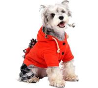 IUOUTG Cute Fleece Dog Jumpsuit for Small Dogs, Winter Puppy Hoodie with D-Ring, Warm Pet Cat Apparel for Chihuahua Clothes