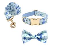 IUOUTG Cute Girl Dog Collar and Leash Set with Bow-Tie Unique Comfortable Quick Release Buckle Pet Accessories for Male Small Medium Large Dogs
