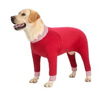 IUOUTG Dog Surgery Recovery Suits Striped Cotton Lightweight & Soft Full-Body Pullover Dog Onesie Pajamas Bodysuit With Four Legged For Medium Large Dogs