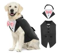 IUOUTG Dog Tuxedo Suit and Bandana Set, Formal Wedding Outfit for Large Dogs, Stylish Doggie Prince Gentleman Costume Birthday Party