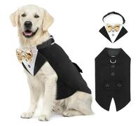 IUOUTG Dog Tuxedo Suit and Bandana Set, Formal Wedding Outfit for Large Dogs, Stylish Doggie Prince Gentleman Costume Birthday Party