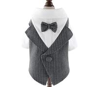 IUOUTG Dog Tuxedo Suit for Wedding, Stylish Striped Puppy Formal Wear Pet Bow Tie Suit Holiday Party Outfit for Daily Wear Dress Up