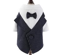 IUOUTG Dog Tuxedo Suit for Wedding, Stylish Striped Puppy Formal Wear Pet Bow Tie Suit Holiday Party Outfit for Daily Wear Dress Up